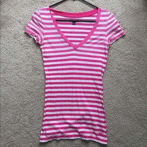 Striped V-neck Tee